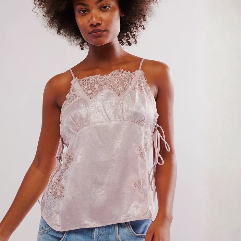 Free People Shimmer On Cami Lilac Combo Cami Top Size Small NWOT